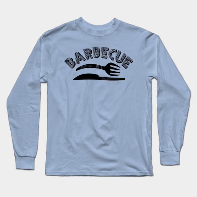 Barbecue Curved Knife and Fork Long Sleeve T-Shirt by Barthol Graphics